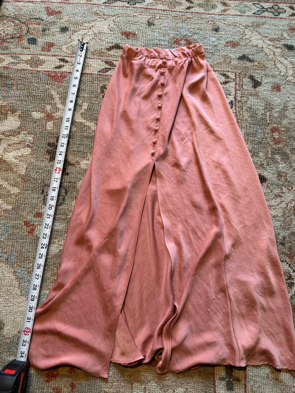 Zara Dusty Rose Button-Front Maxi Skirt